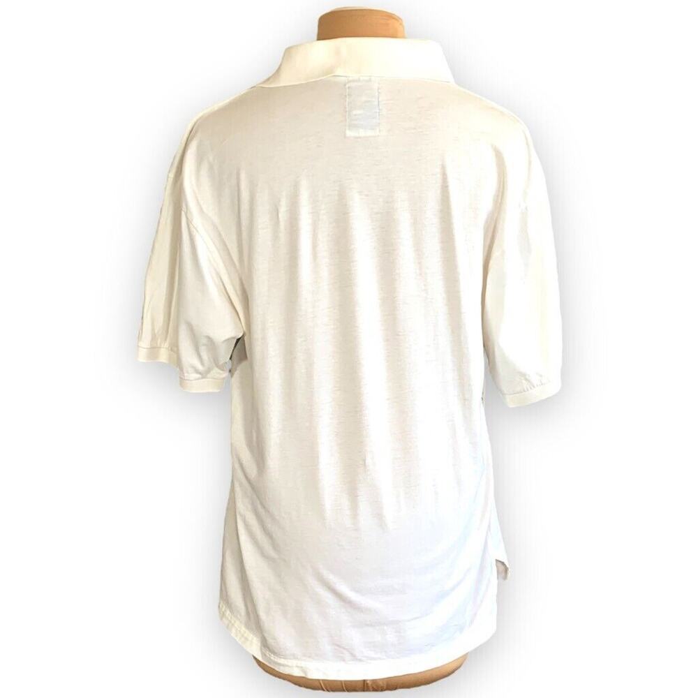 Vintage Ellesse Golf Polo Scenic Print White Mercerized Cotton Shirt Abstract - Picture 3 of 10